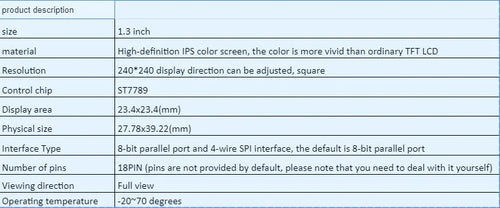 1.3 inch 240x240 IPS colour LCD display module with ST7789 driver chip for electronics projects