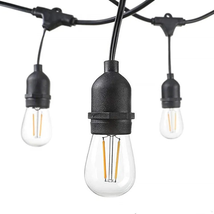 15-metre black LED light string with 15 bulbs for indoor and outdoor decorative lighting