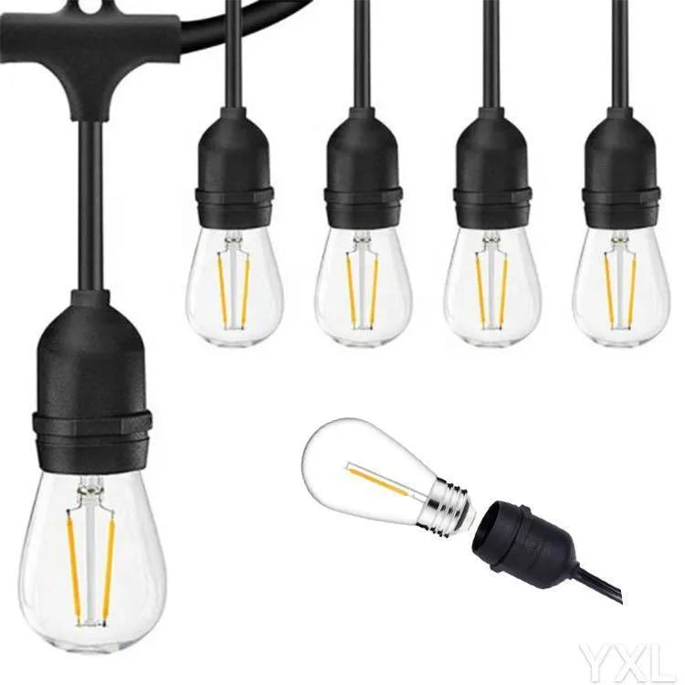 15-metre black LED light string with 15 bulbs for indoor and outdoor decorative lighting