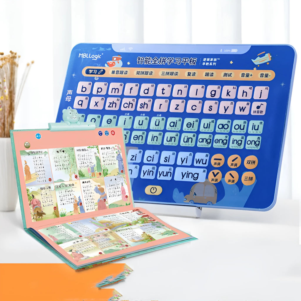 Chinese character learning wall chart with audio function and pinyin spelling cards for children aged 2-8
