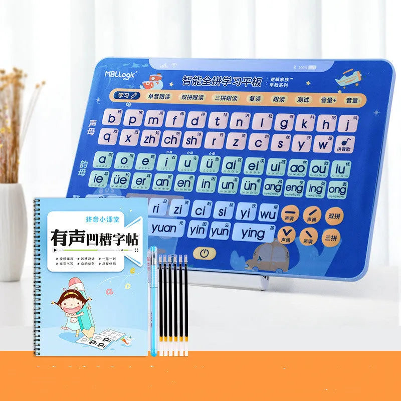 Chinese character learning wall chart with audio function and pinyin spelling cards for children aged 2-8