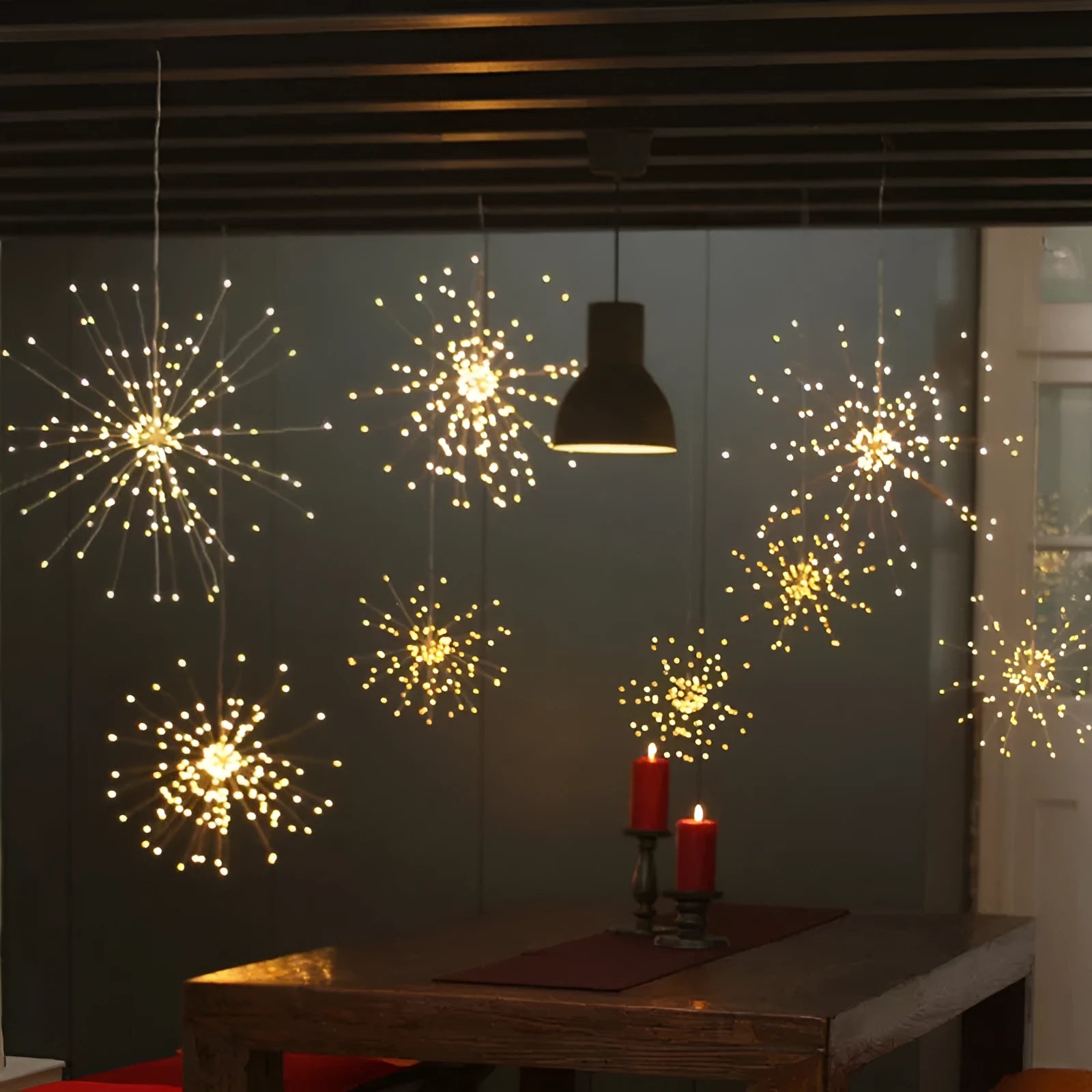 Solar-powered LED meteor shower light with PVC shell for outdoor garden decoration.