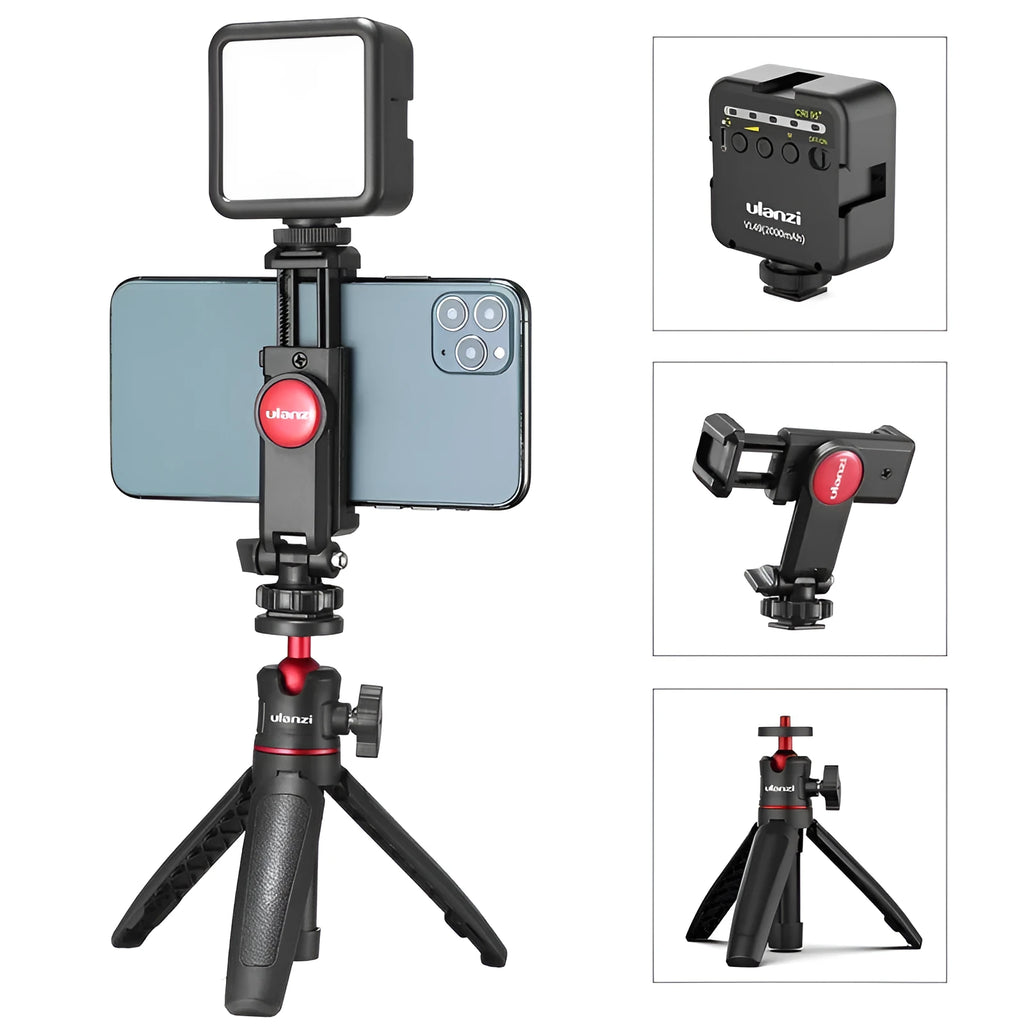 Mobile phone vlog selfie stick with fill light bracket and stand combo kit for video creation
