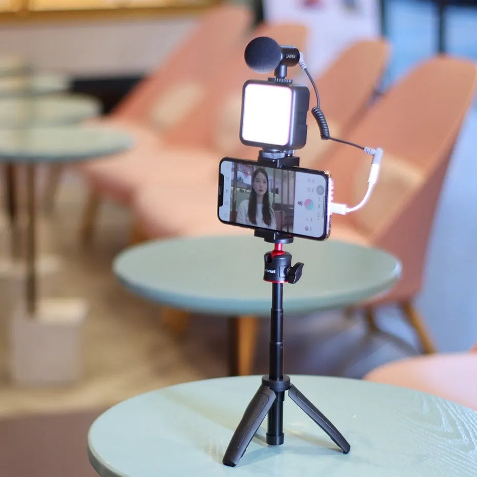 Mobile phone vlog selfie stick with fill light bracket and stand combo kit for video creation