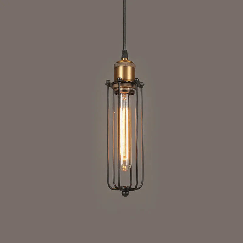 Nordic retro industrial gladiator chandelier with brown iron construction and fishing line design
