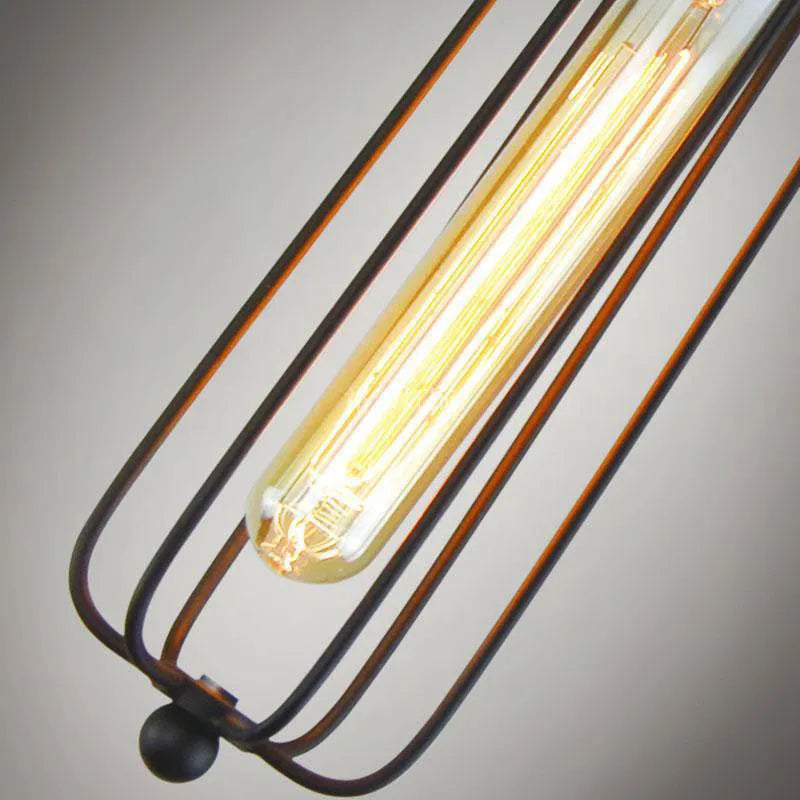 Nordic retro industrial gladiator chandelier with brown iron construction and fishing line design