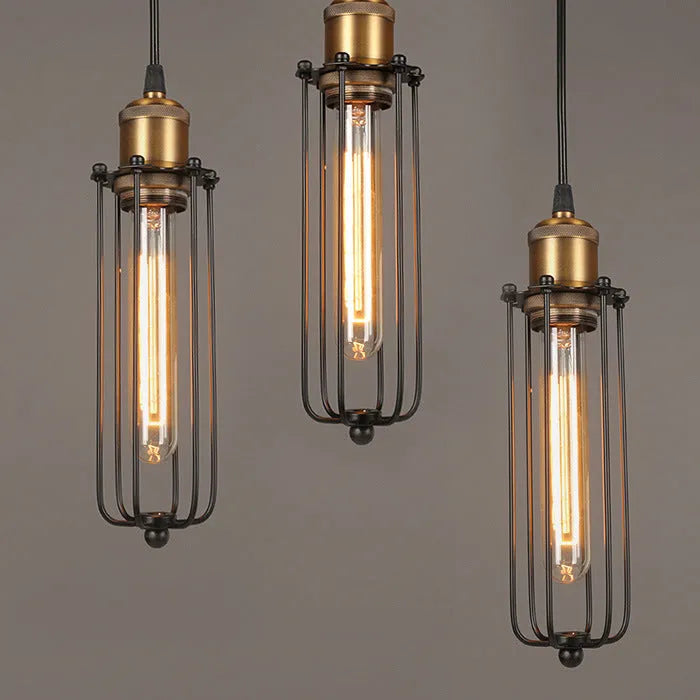 Nordic retro industrial gladiator chandelier with brown iron construction and fishing line design
