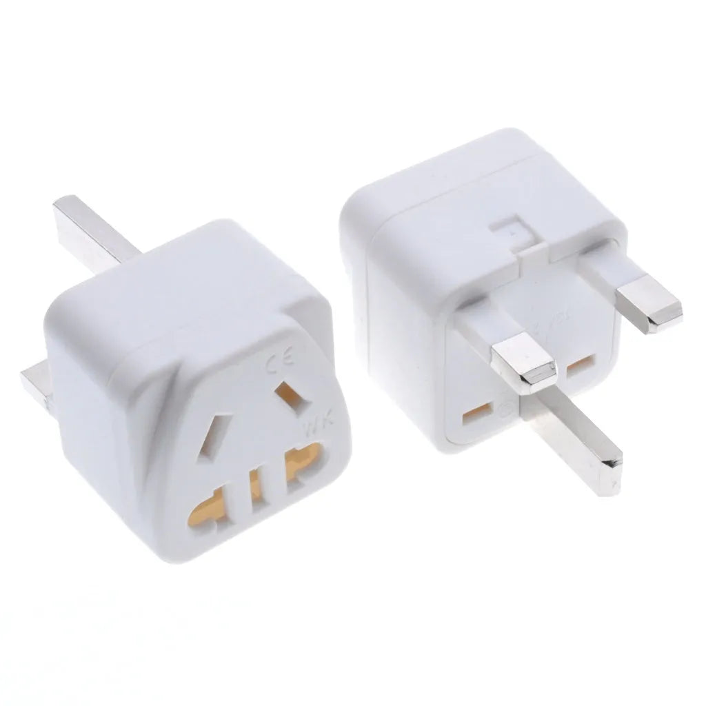 Square UK to European continental plug adapter with five output ports in black colour