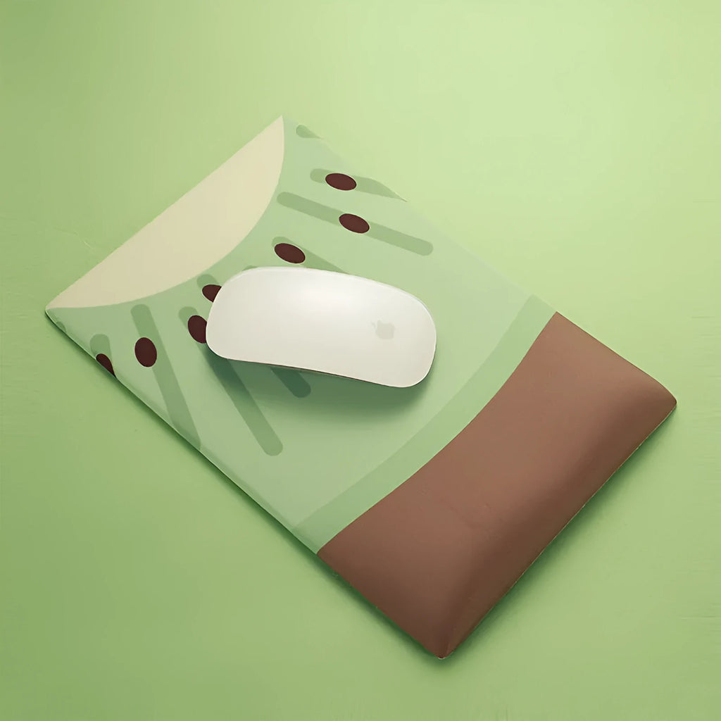 Soft wrist support mouse pad with cloth surface and silicone base, 27cm by 18cm by 2cm dimensions