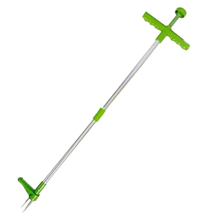 Aluminium handle manual weeding tool with plastic head for garden use.
