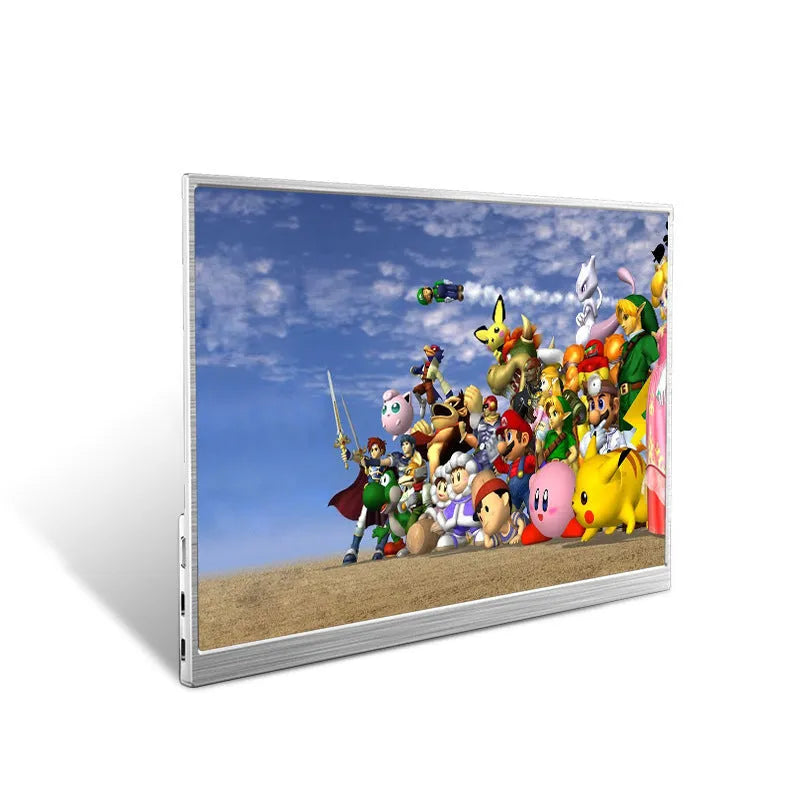 15-inch ultra-thin portable gaming monitor with split screen display showing game footage