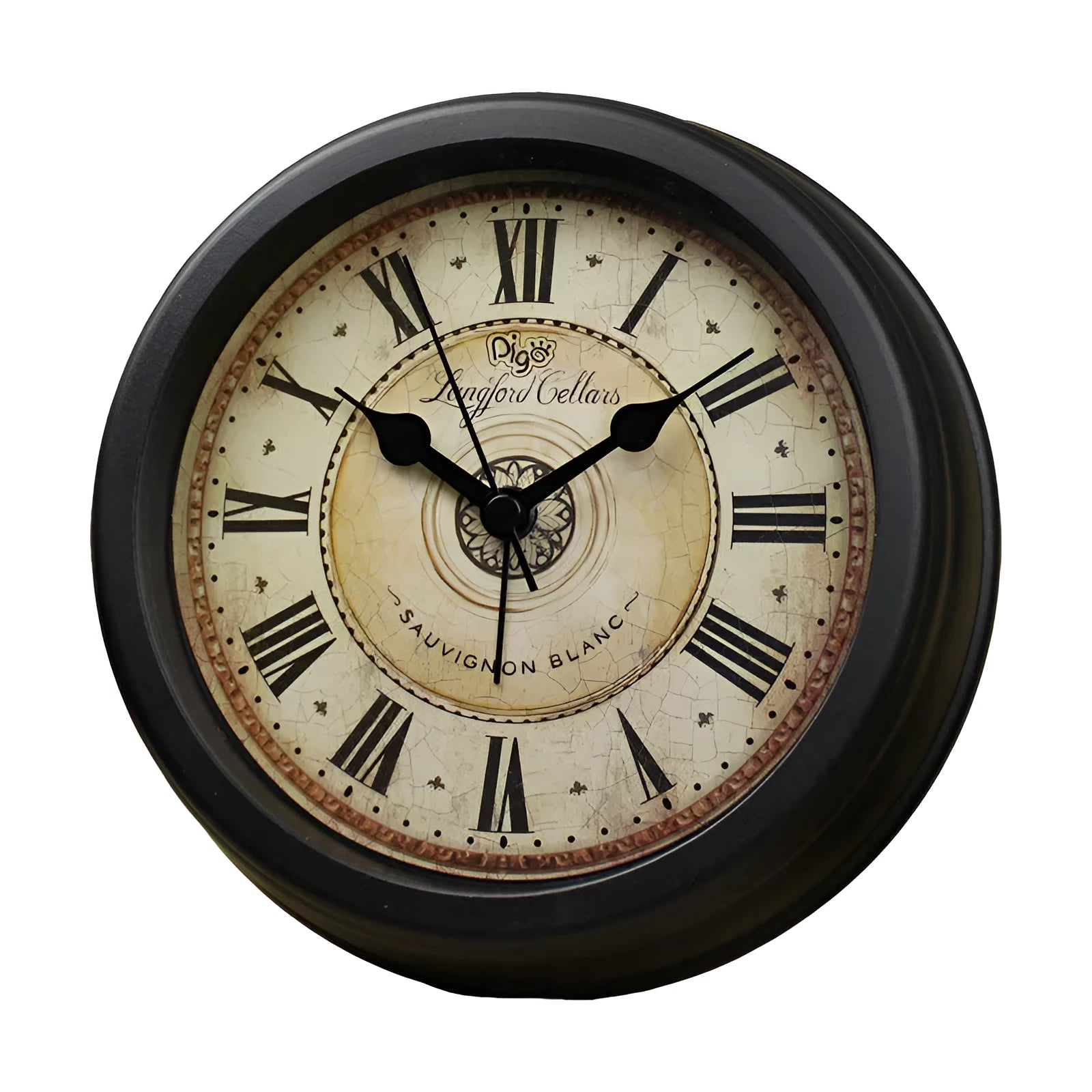 European style retro desk clock with 6-inch round face and silent sweep alarm movement