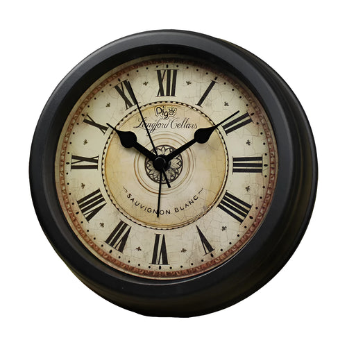 European style retro desk clock with 6-inch round face and silent sweep alarm movement
