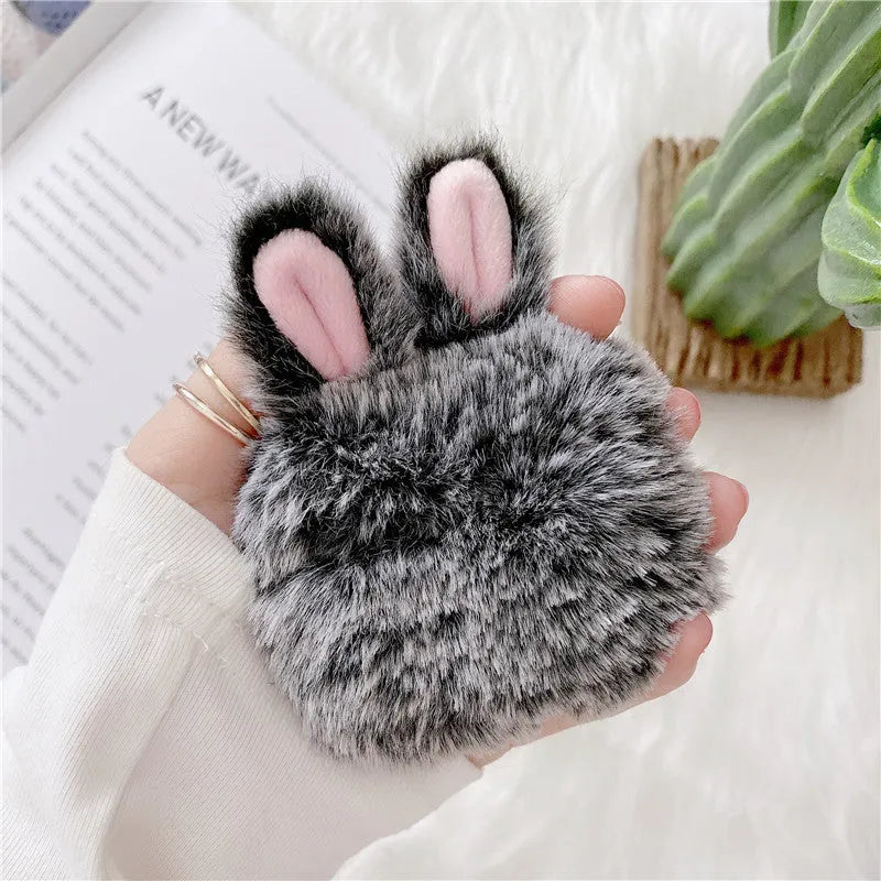 Pink rabbit ear silicone cover for AirPods Pro wireless earbud case