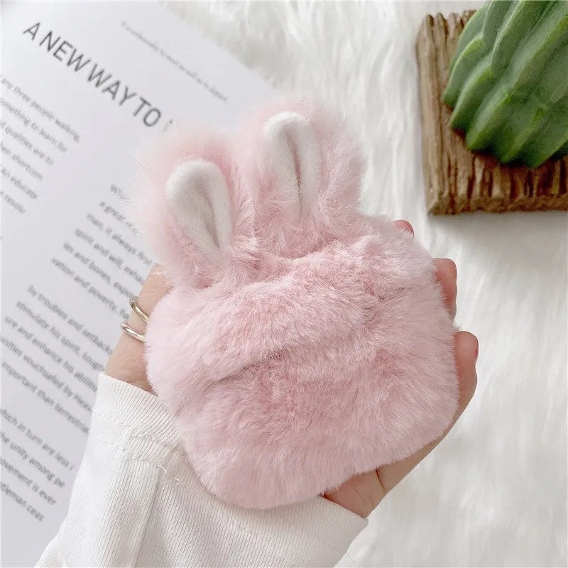 Pink rabbit ear silicone cover for AirPods Pro wireless earbud case