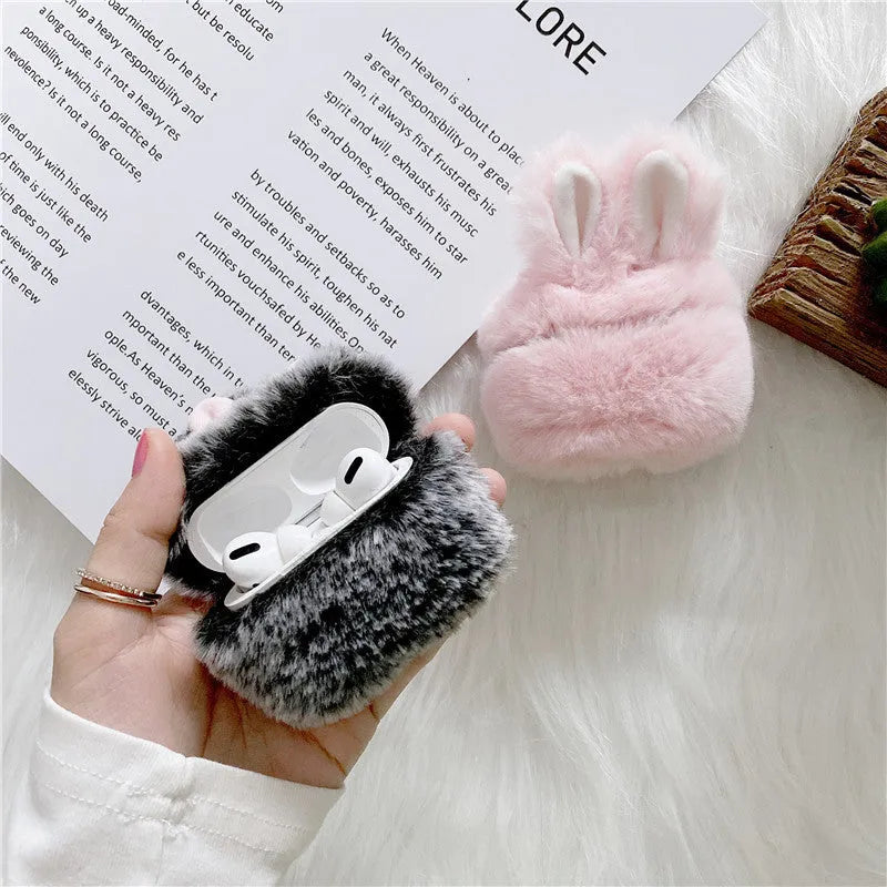 Pink rabbit ear silicone cover for AirPods Pro wireless earbud case