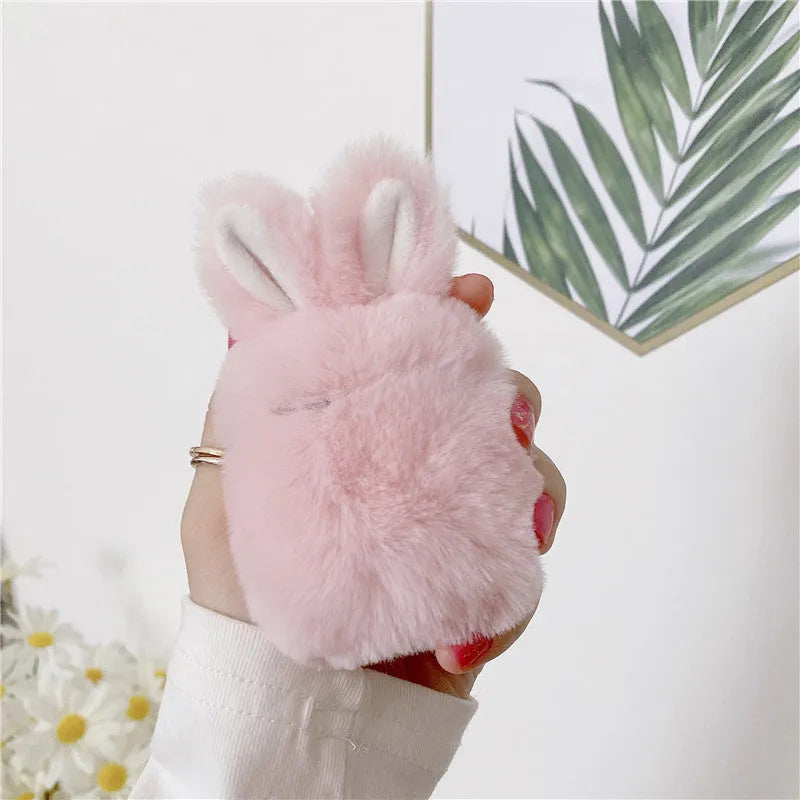 Pink rabbit ear silicone cover for AirPods Pro wireless earbud case