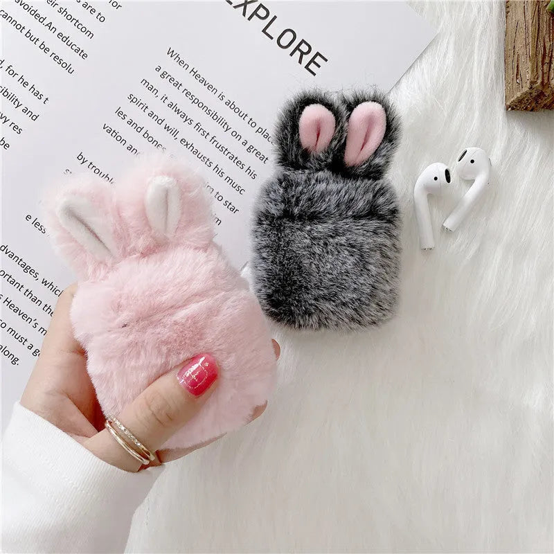 Pink rabbit ear silicone cover for AirPods Pro wireless earbud case