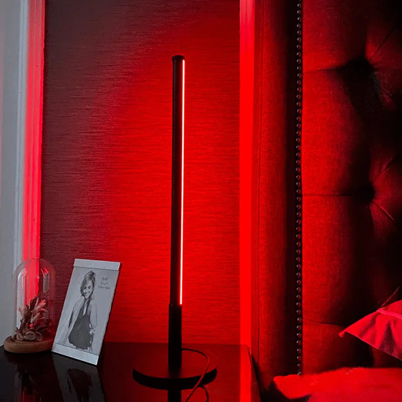 Nordic minimalist black bedside table lamp with LED lighting and touch remote control