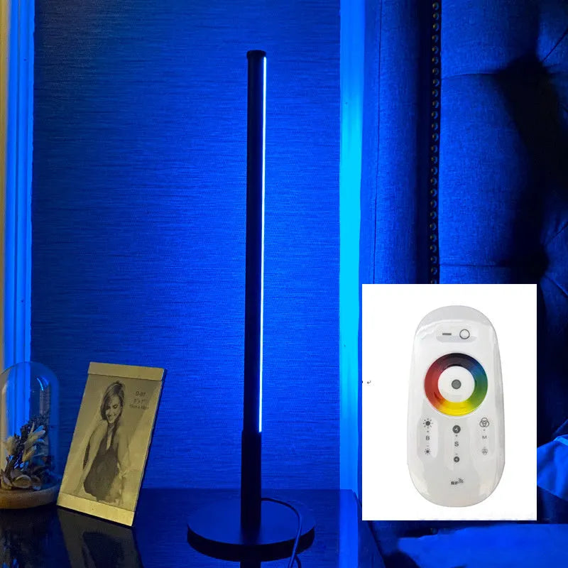Nordic minimalist black bedside table lamp with LED lighting and touch remote control
