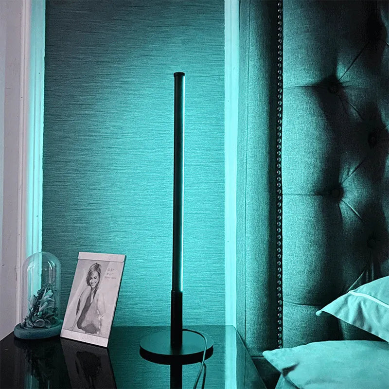 Nordic minimalist black bedside table lamp with LED lighting and touch remote control