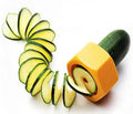 Yellow and green food-grade ABS plastic spiral vegetable cutter with 8cm diameter for cucumber slicing