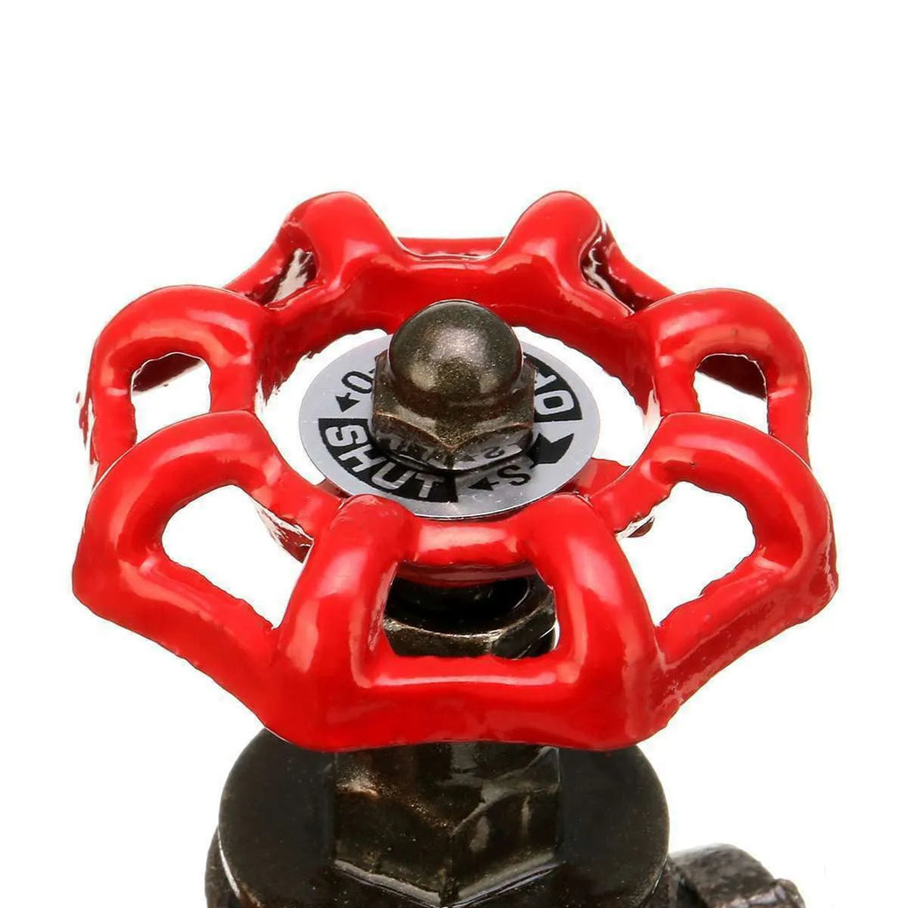 Steampunk industrial light switch valve with 3/4 red switch and grey copper tee body