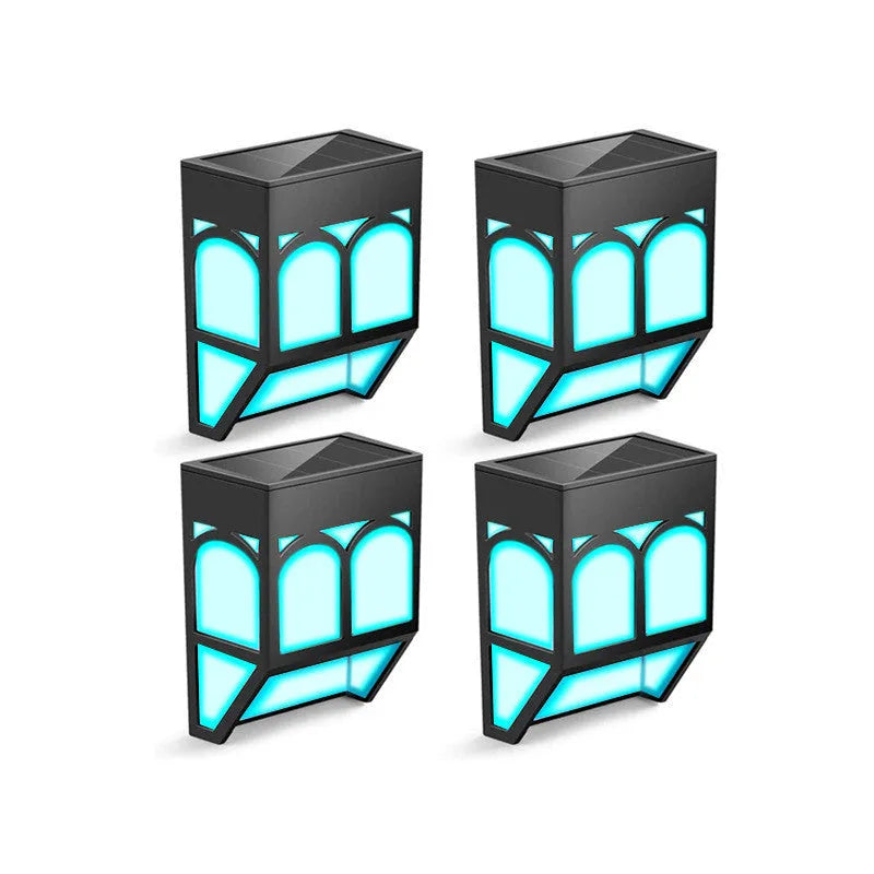 Solar-powered outdoor wall lamp with IP67 waterproof rating for garden and courtyard lighting