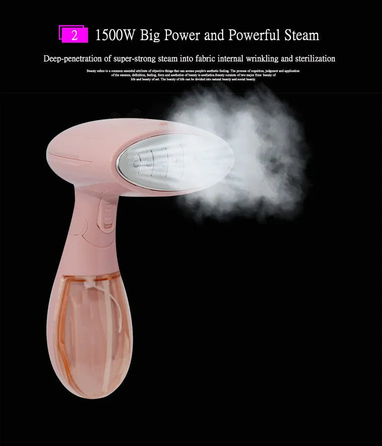 Pink Sokany steam ironing brush for clothes smoothing with EU plug
