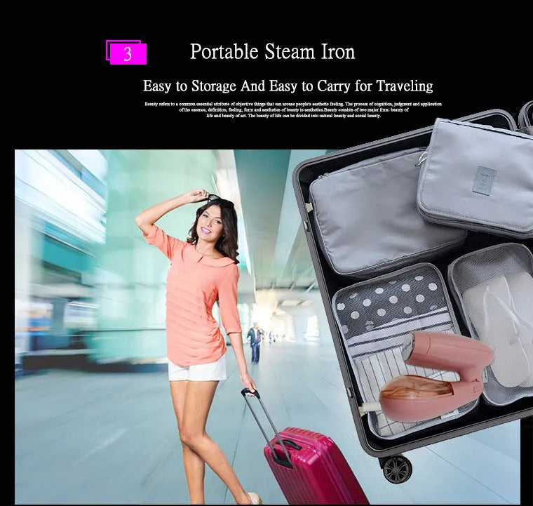 Pink Sokany steam ironing brush for clothes smoothing with EU plug