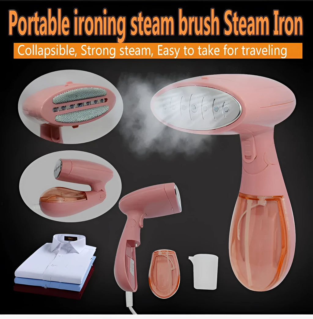 Pink Sokany steam ironing brush for clothes smoothing with EU plug