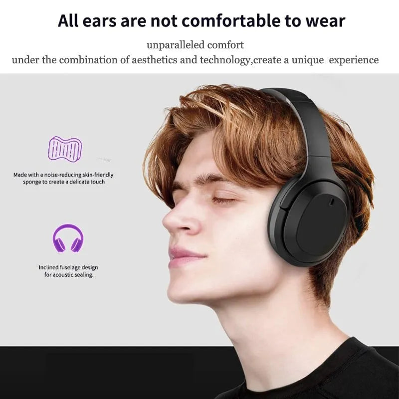 Black Gorsun E98 wireless over-ear Bluetooth headphones with memory-protein ear cushions