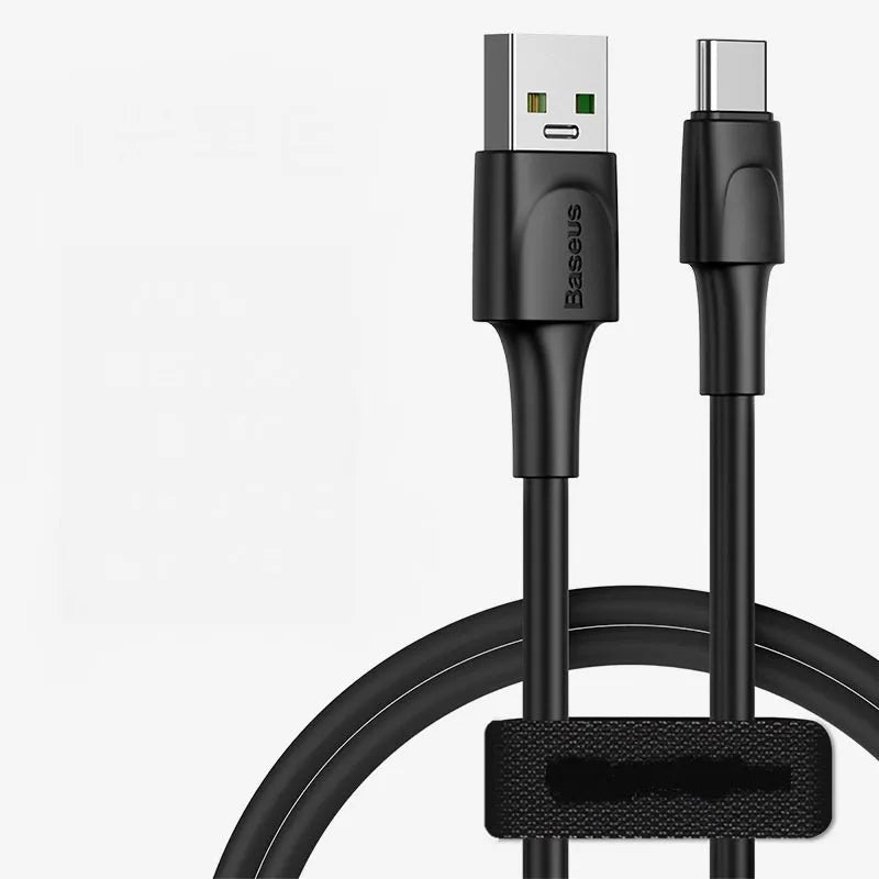 Baseus black and white Android fast charging cables with Micro USB connectors in 1m and 2m lengths.