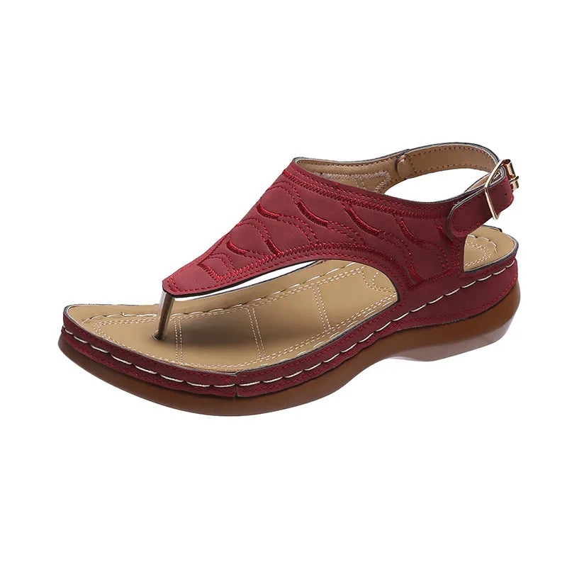 Women's casual wedge heel sandals with adjustable back strap in vegan leather