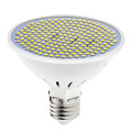 E27 screw-in LED lamp cup bulb showing white polycarbonate diffuser and metal base