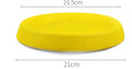Bright yellow EVA plastic dog throwing toy for fetch and training.