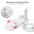 Three-in-one wireless charging bracket station for iPhone in black or white with USB outlet