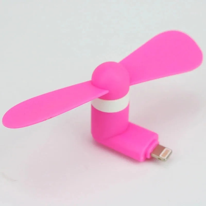 Portable mobile phone mini fan in multiple colours with rotary switch compatible with iPhone and Android