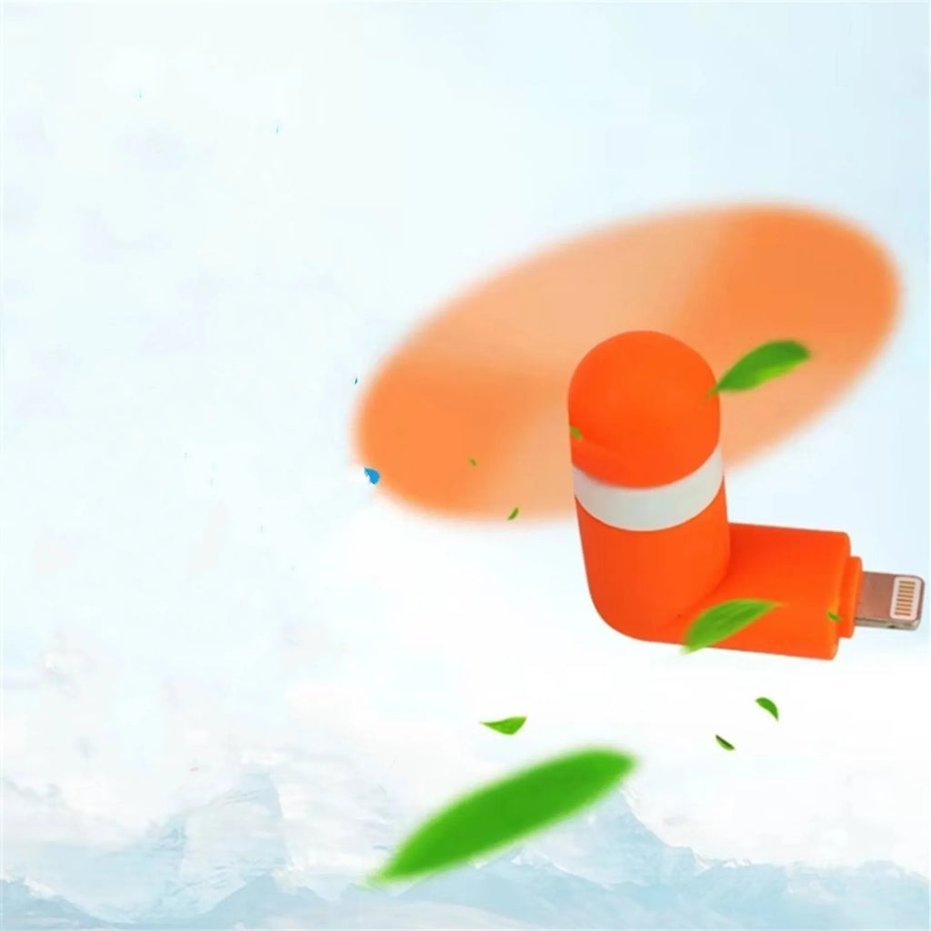 Portable mobile phone mini fan in multiple colours with rotary switch compatible with iPhone and Android