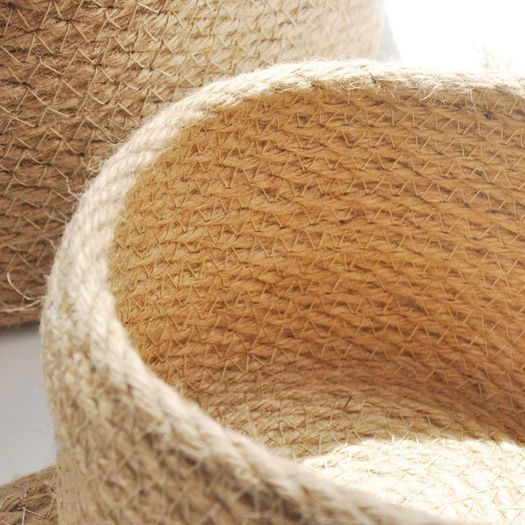 Japanese-style linen fabric storage basket with dustproof cover in three sizes