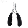 Stainless steel nail clippers with coloured ABS handles including black, blue, red, black and silver, and wine red options
