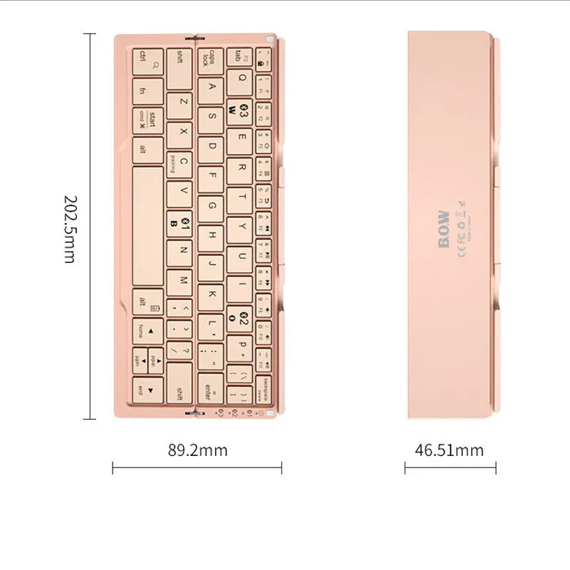 Silver white folding Bluetooth keyboard propping up smartphone with aluminium alloy housing