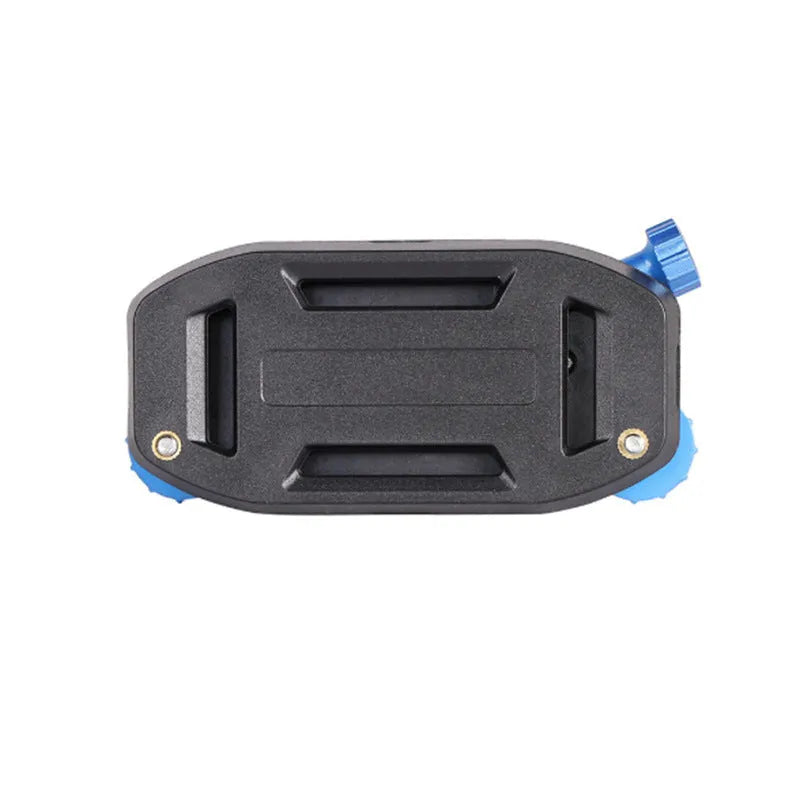 Blue plastic backpack clip for mounting sports cameras on shoulder straps