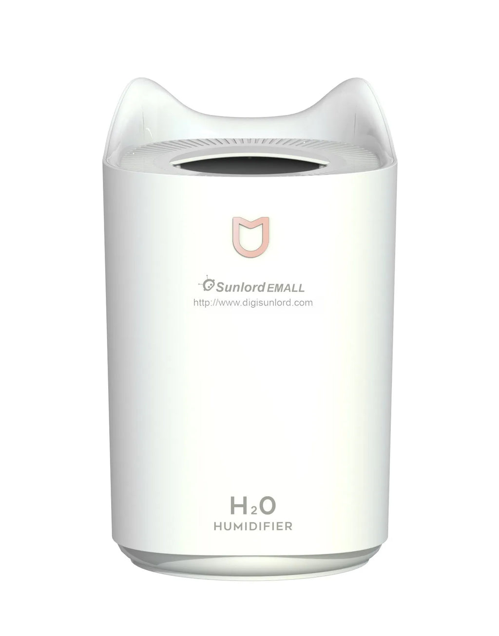 USB-powered double spray humidifier with three fog outlets in coral pink or white colour