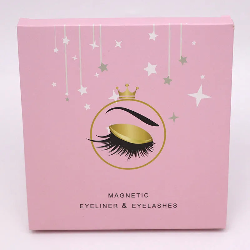 Magnetic false eyelashes and dual-purpose eyeliner set with five pairs of reusable mink lashes.