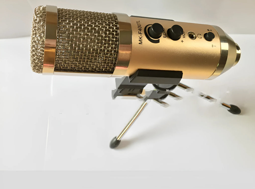 Gold Bluetooth condenser microphone with foldable bracket for mobile phones and computers