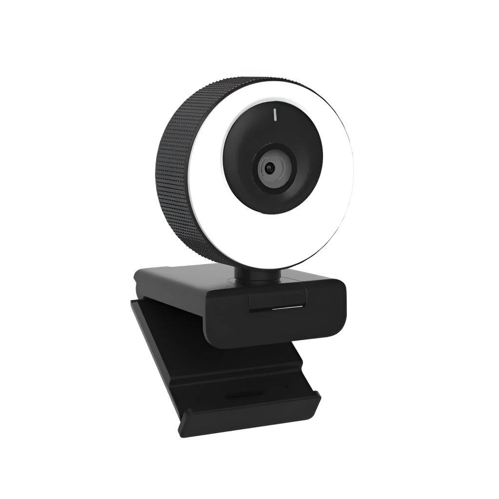 Black USB webcam with built-in microphone on a 1.7 metre cable for desktop and laptop computers