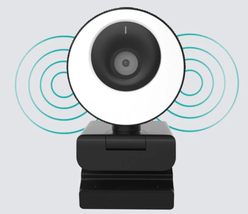 Black USB webcam with built-in microphone on a 1.7 metre cable for desktop and laptop computers
