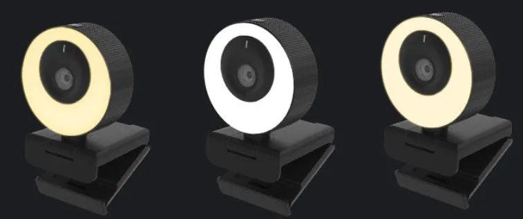 Black USB webcam with built-in microphone on a 1.7 metre cable for desktop and laptop computers