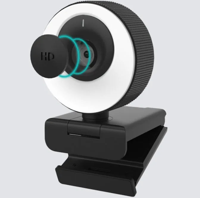 Black USB webcam with built-in microphone on a 1.7 metre cable for desktop and laptop computers